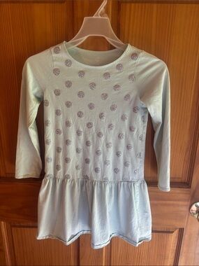 Girls' Long-Sleeve Mint Polka Dot Dress